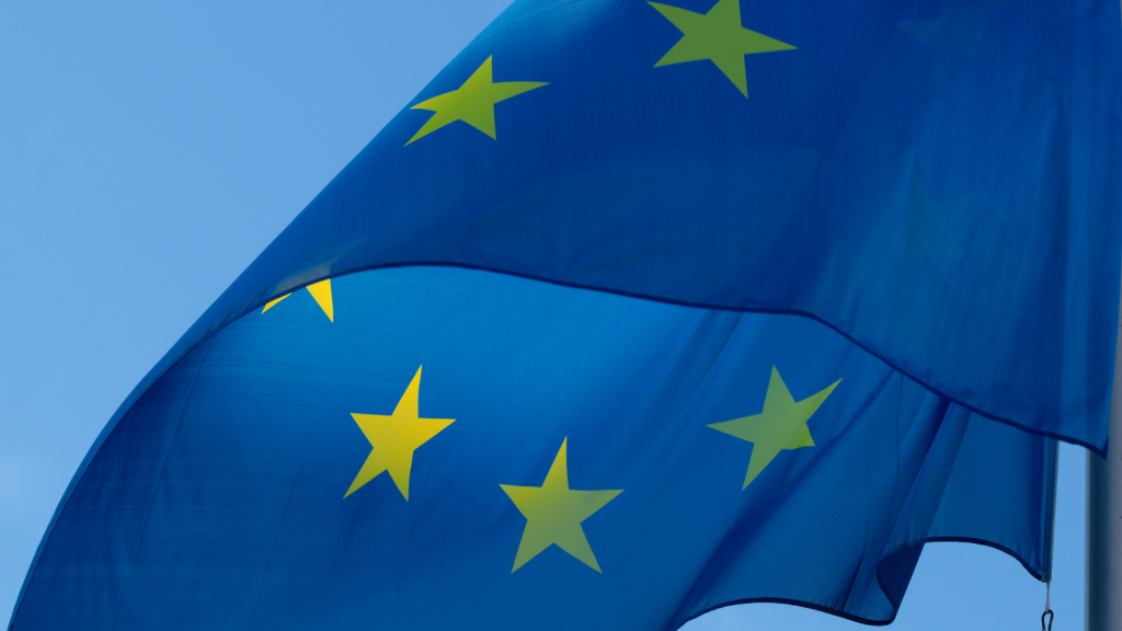 Picture of blue EU flag with yellow stars