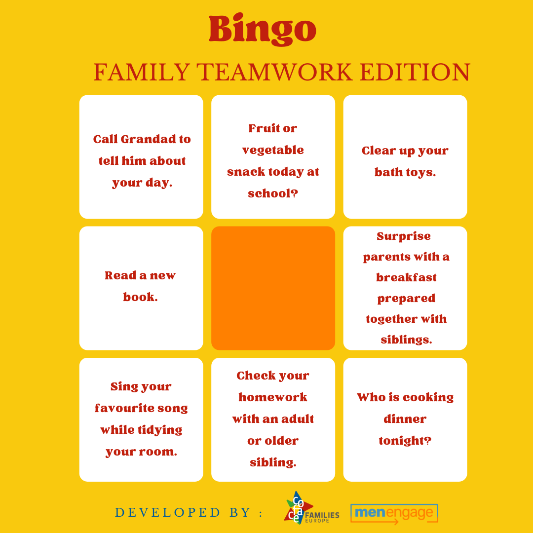 Bingo Cards Family Teamwork