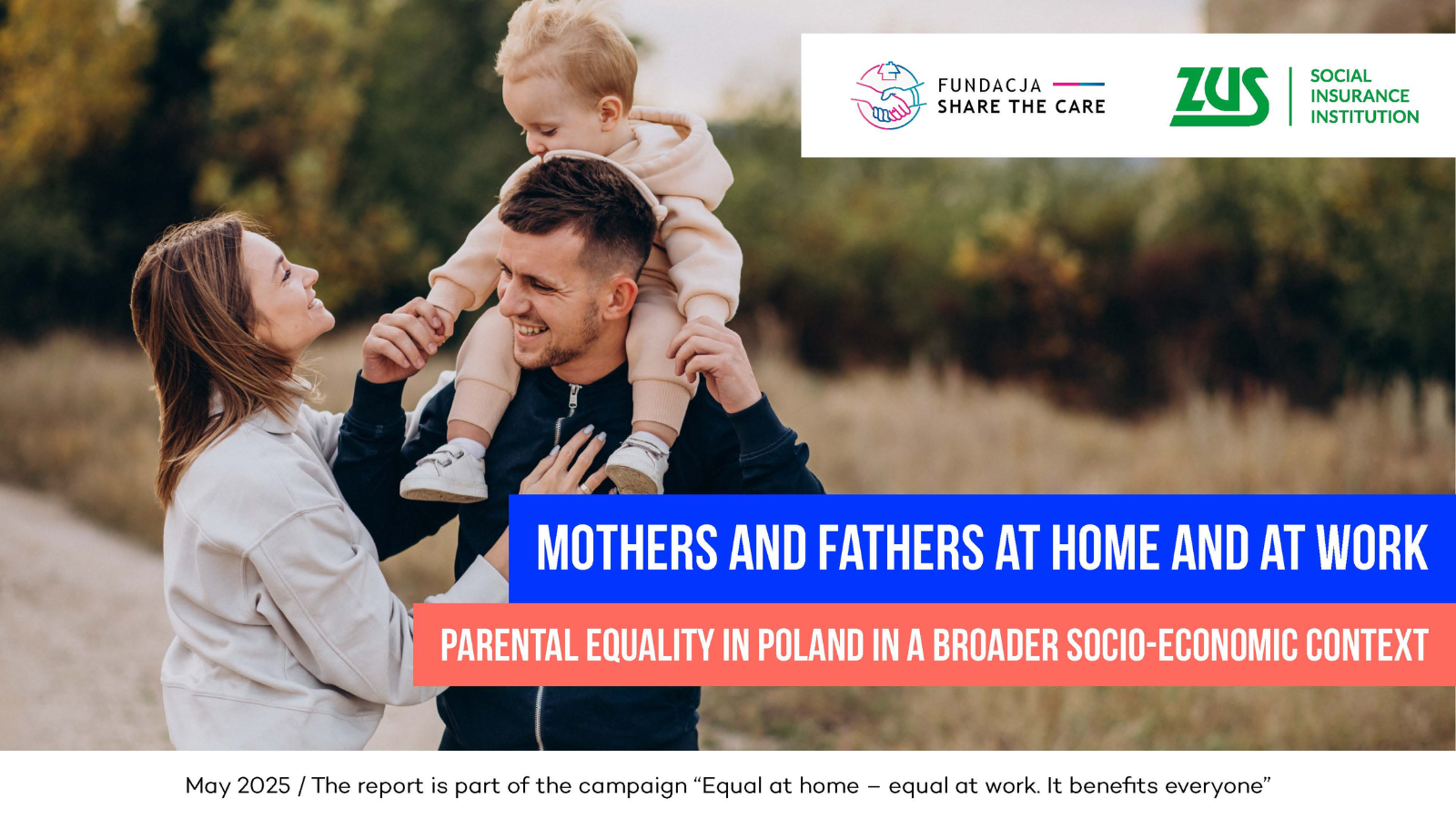 Projects (3) The front page of the report with a family smiling. Titel of the report.