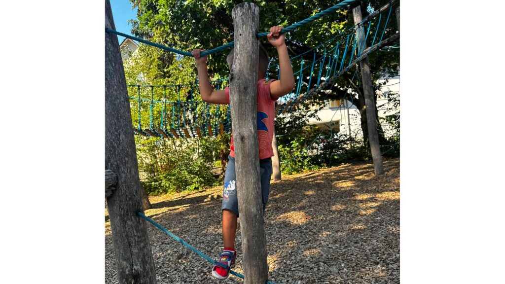 A child climbing.
