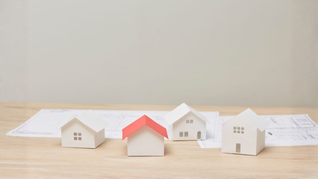 Tiny paper houses.